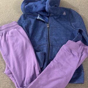 5/$15- Reebok Blue Hoodie and Purple Sweatpants Set